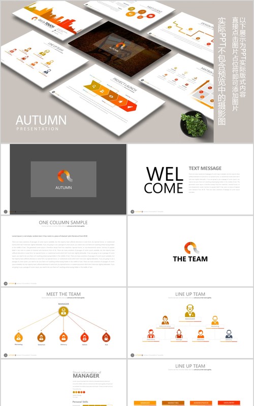 简洁商务公司简介PPT信息图表模板AUTUMN Powerpoint