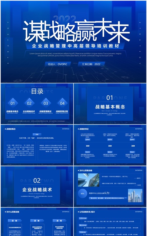 蓝色商务风企业文化战略管理培训PPT模板