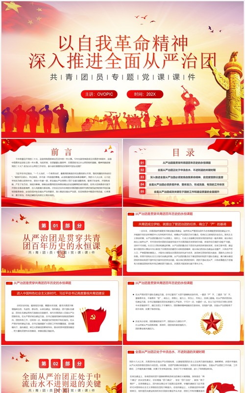 自我革命精神推进全面从严治团PPT模板