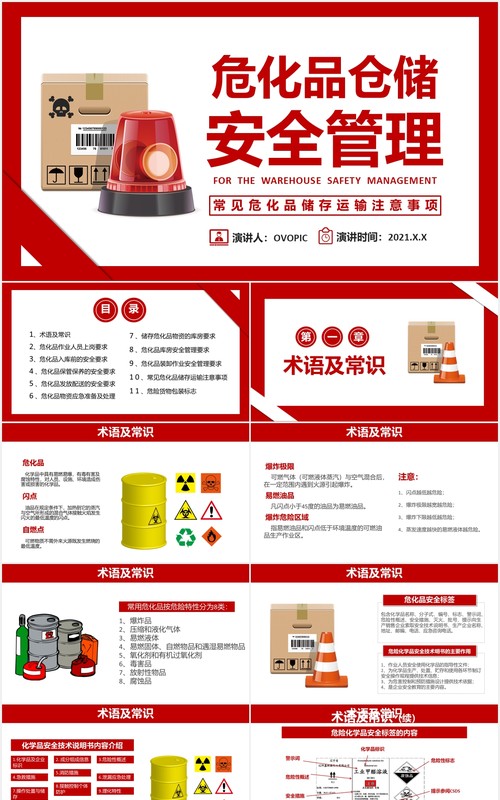 简约公司仓库危化品仓储安全管理培训PPT模板