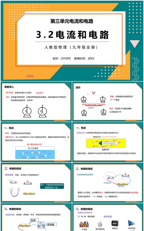 部编版九年级物理全册电流和电路课件PPT模板