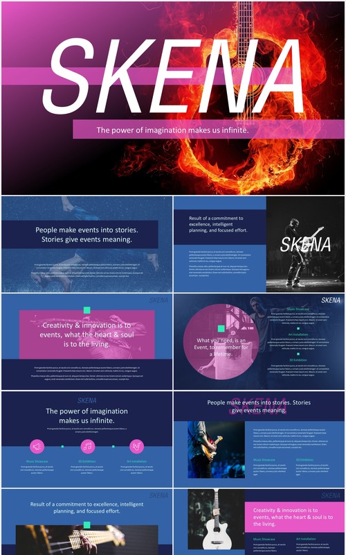深蓝色创意工作宣传介绍PPT模板skena creative powerpoint template