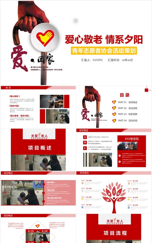 大学生暑期三下乡爱心敬老情系夕阳活动策划汇报PPT模板
