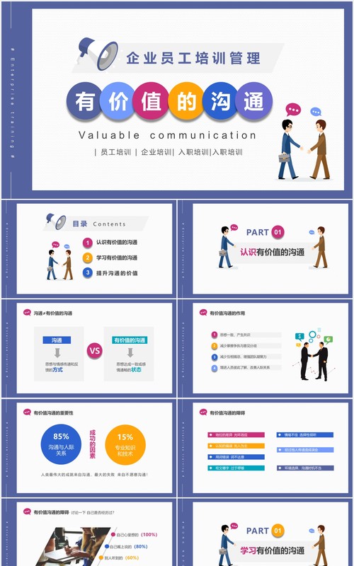简约实用企业员工管理培训有价值的沟通课件PPT模板