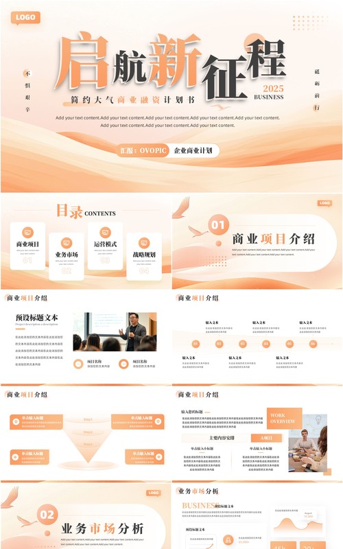 橙色简约风商业融资计划书PPT通用模板