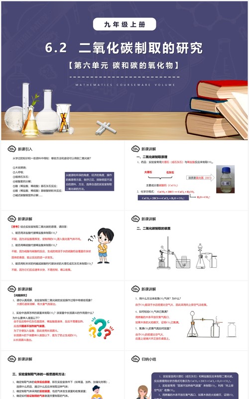 部编版九年级化学上册二氧化碳制取的研究课件PPT模板