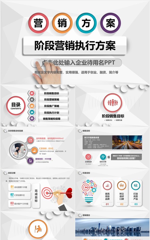 微粒体简约阶段性营销执行方案PPT模板