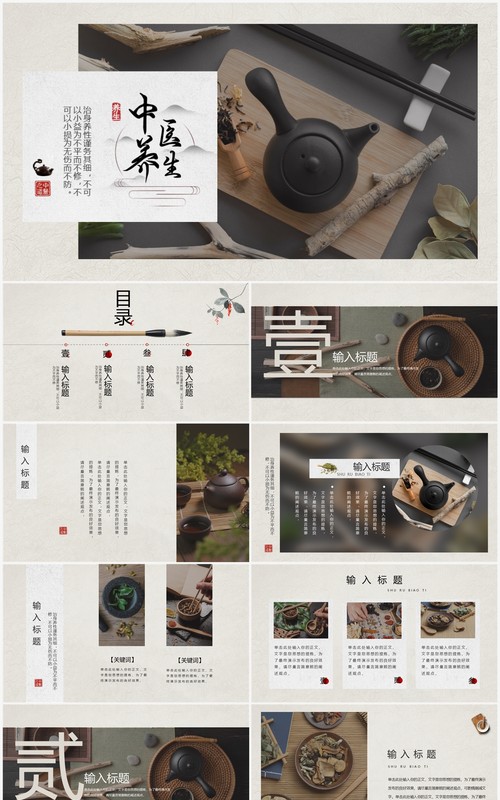 古典中国画册风中医养生PPT通用模板