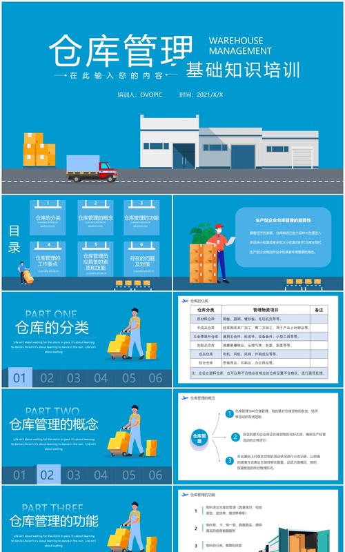 简约风仓库管理基础知识培训通用PPT模板