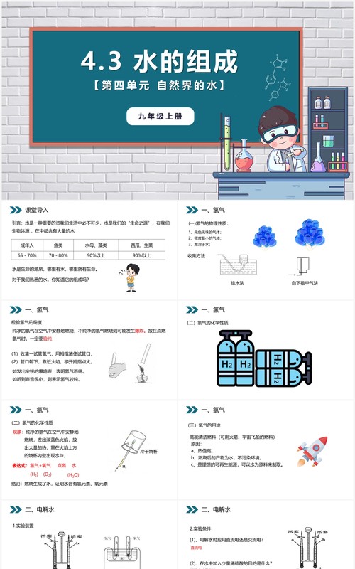 部编版九年级化学上册水的组成课件PPT模板