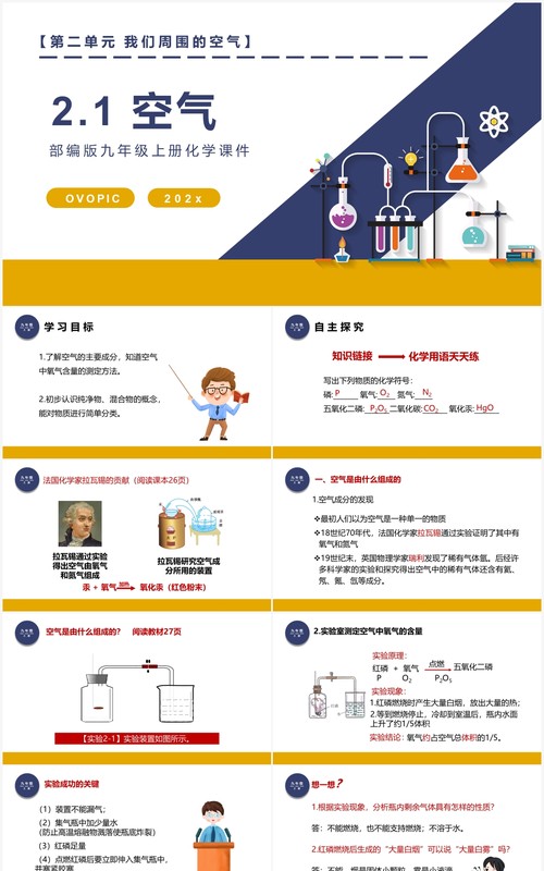 部编版九年级化学上册空气课件PPT模板