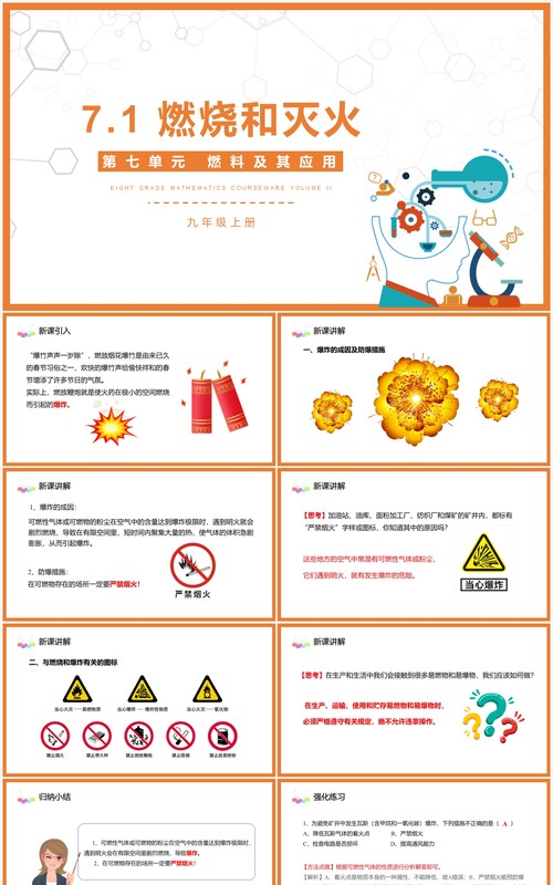 部编版九年级化学上册燃烧和灭火课件PPT模板