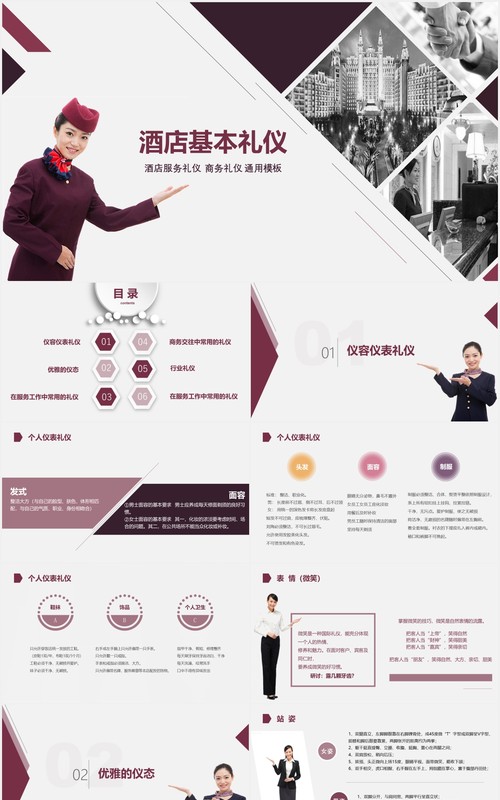 实用酒店服务礼仪优雅礼貌形象培训课件PPT模板