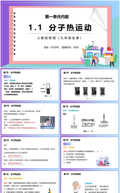 部编版九年级物理全册分子热运动课件PPT模板