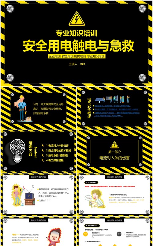 安全用电触电与急救专业知识培训PPT模板