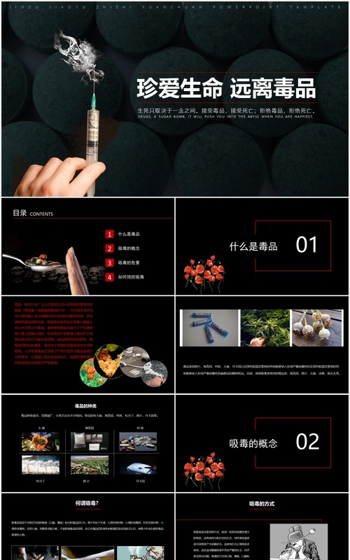 远离毒品珍爱生命禁毒宣传教育活动PPT模板