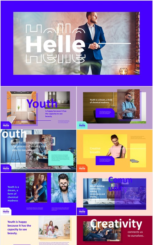 创意商务公司宣传介绍PPT模板helle creative powerpoint template