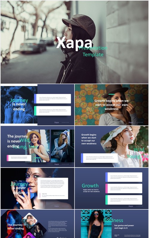时尚现代模特作品宣传展示PPT模板xapa modern powerpoint template