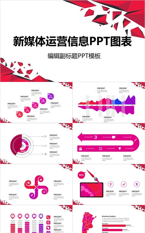苹果绿信息可视化图表集PPT模板