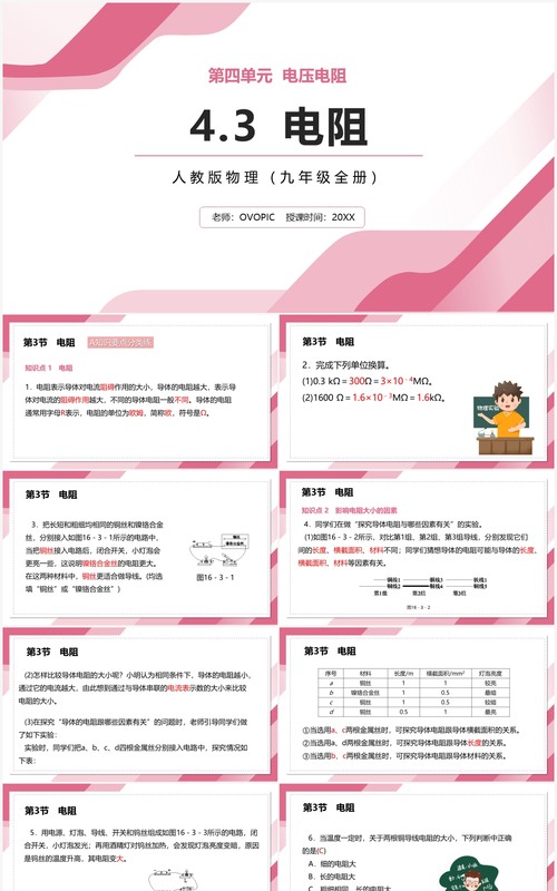 部编版九年级物理全册电阻课件PPT模板