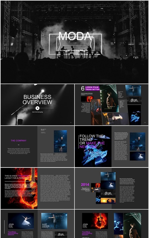 黑色时尚风格宣传介绍PPT模板Moda - Fashion & Style Powerpoint Template