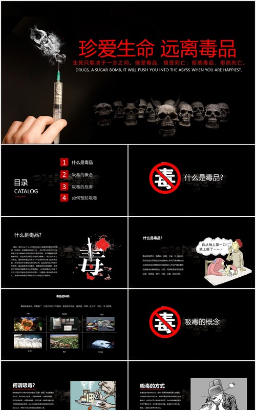 禁毒知识教育宣传活动远离毒品PPT模板