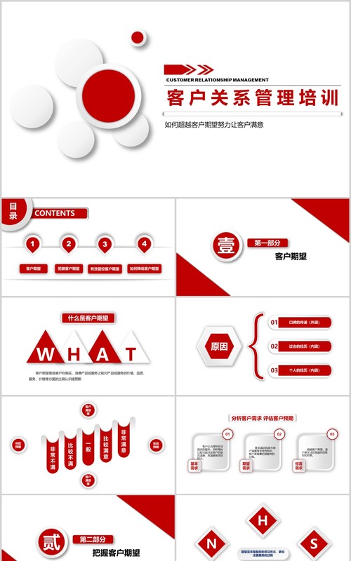 红色微粒体商务客户关系管理培训PPT模板