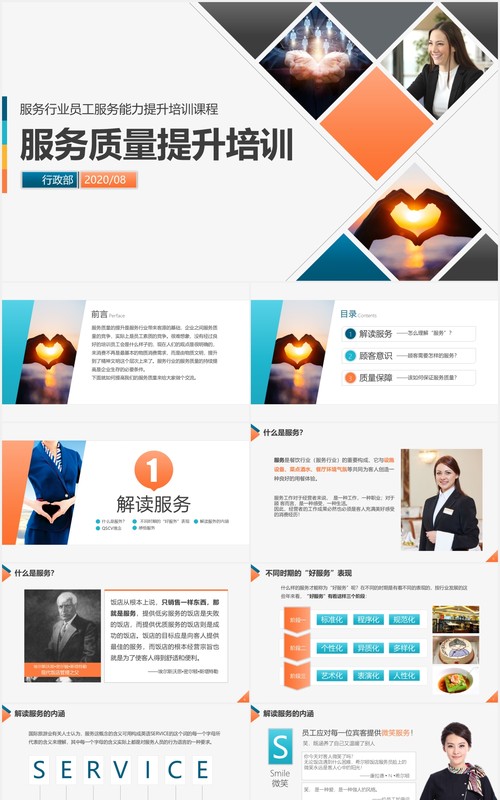 服务质量管理提升酒店服务礼仪培训课件PPT模板