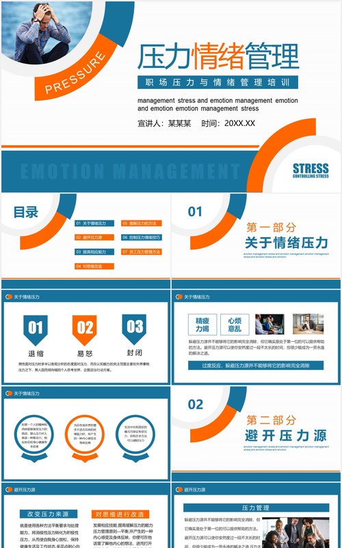 企业员工职场压力与情绪管理培训动态PPT模板