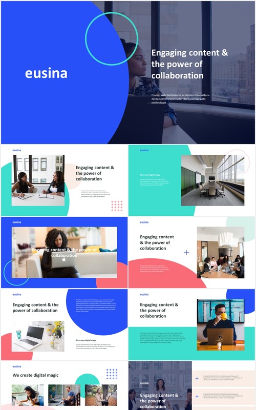商务公司宣传介绍PPT模板eusin corporate theme powerpoint template