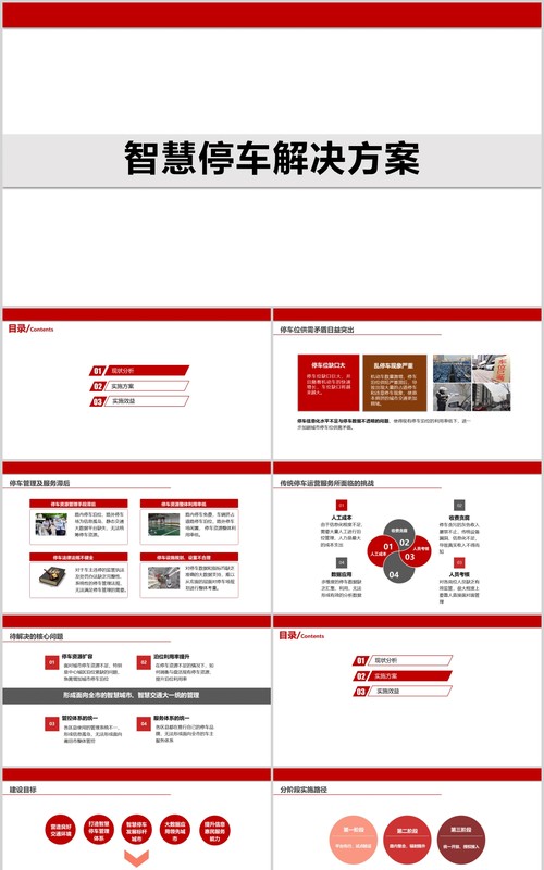 简约白色智慧停车解决方案PPT模板