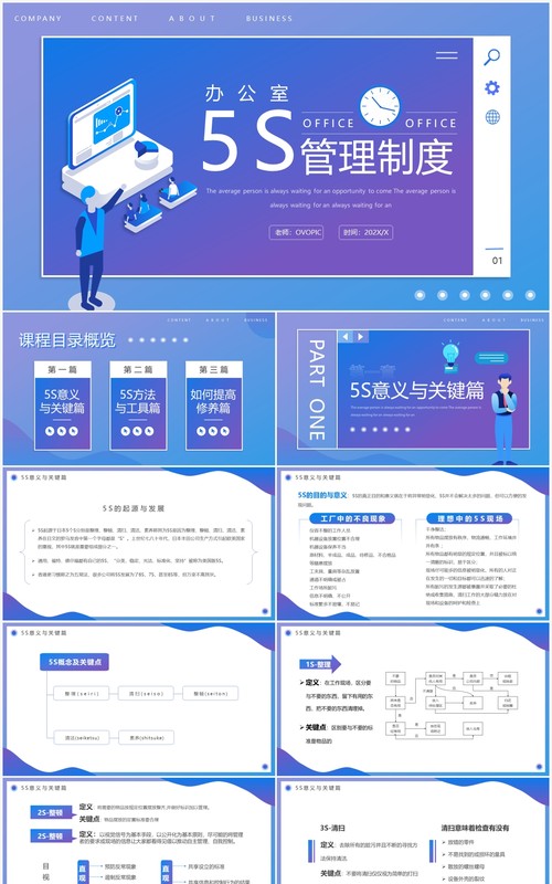 蓝紫渐变办公室5S管理制度PPT模板