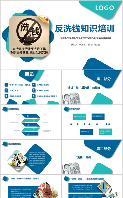 简约反洗钱知识培训PPT模板