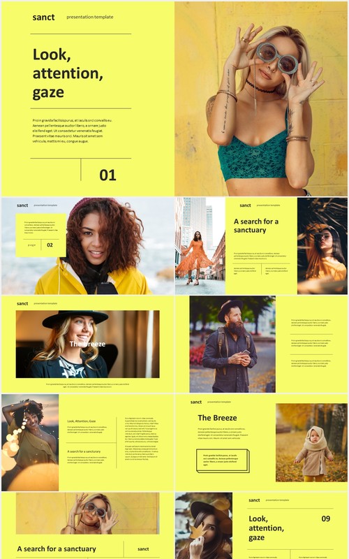黄色时尚现代工作宣传PPT模板sanct modern powerpoint template