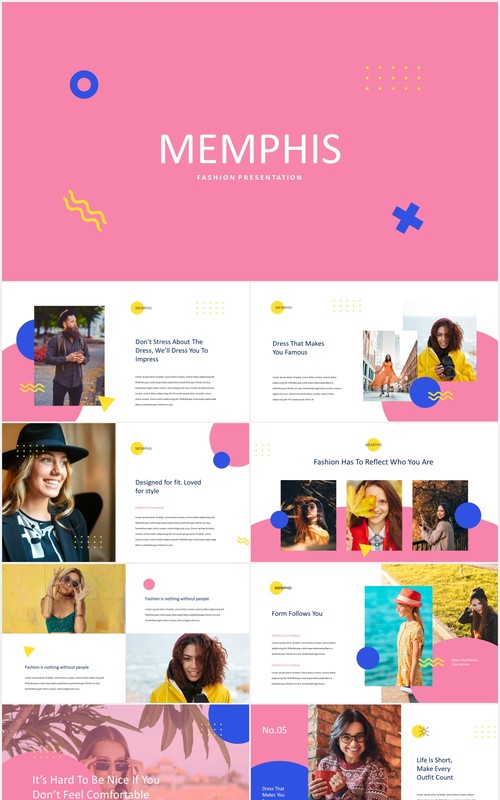 孟菲斯时尚创意PPT模板memphis creative powerpoint template