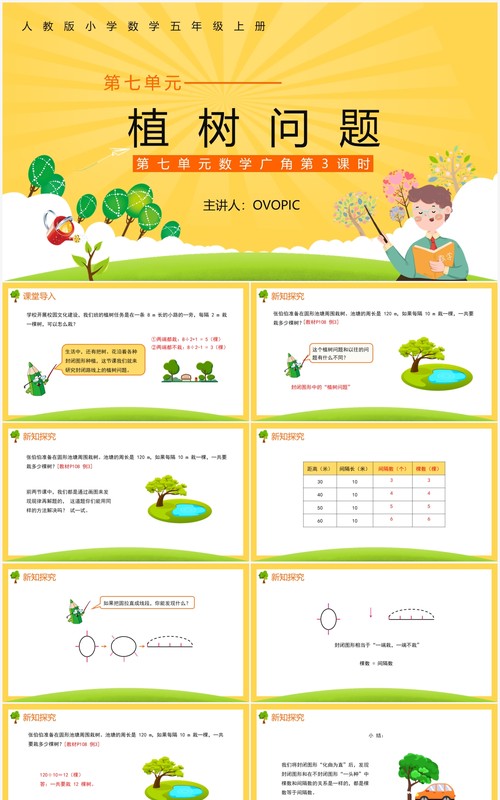 部编版五年级数学上册植树问题课件PPT模板