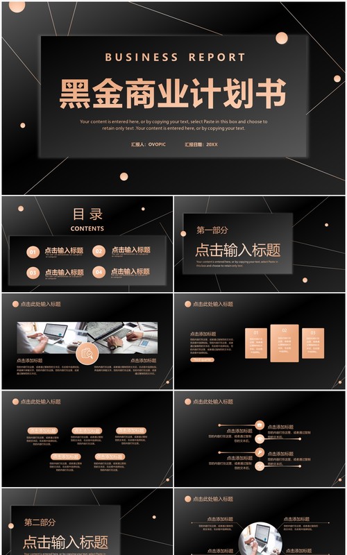 黑金大气商务商业计划书PPT通用模板