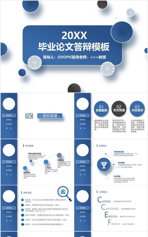 创意几何毕业论文答辩设计PPT模板