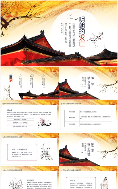 明朝的灭亡政治腐败与社会动荡动态PPT模板