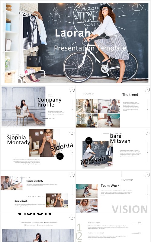 简约时尚宣传介绍PPT模板Laorah - Powerpoint Template