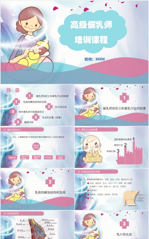 简约高级催乳师培训课程新生儿母婴护理PPT模板