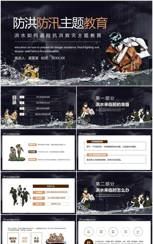 防洪防汛洪水如何避险抗洪救灾主题教育动态PPT模板