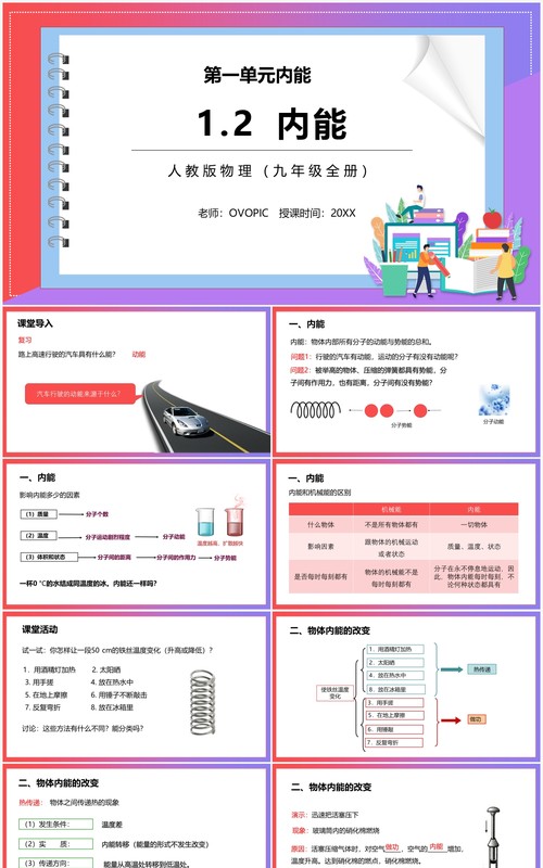 部编版九年级物理全册内能课件PPT模板