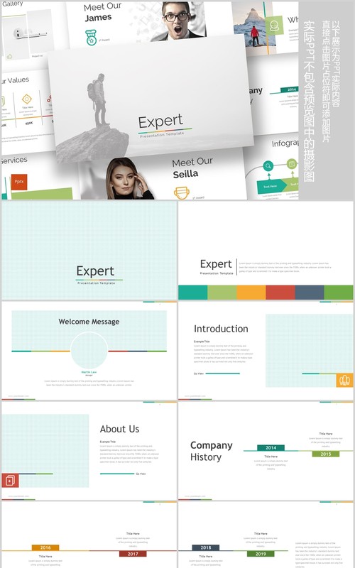 多彩公司介绍可视化信息图表PPT模板版式排版Expert - Powerpoint Template