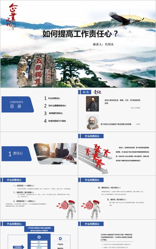 如何提高工作责任心公司培训课件员工心态PPT模板