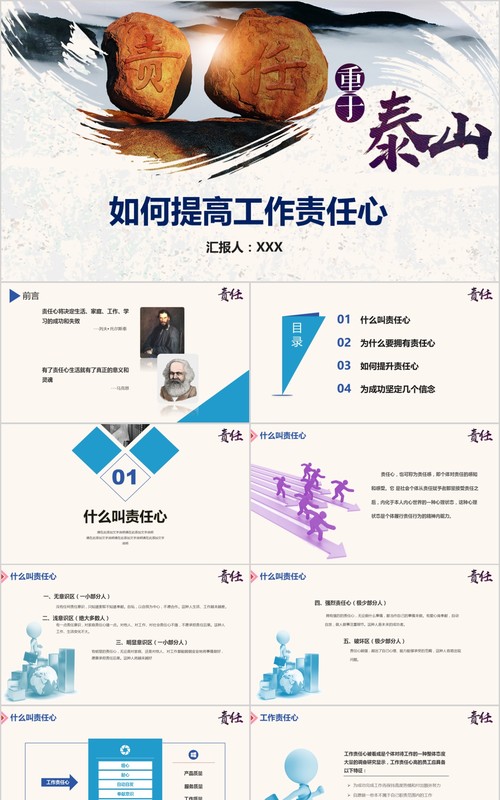 如何提高工作责任心简约企业员工心态培训PPT模板