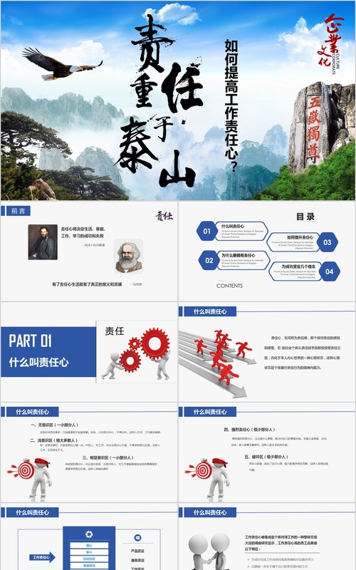 责任重于泰山提高员工责任心公司心态培训课件PPT模板