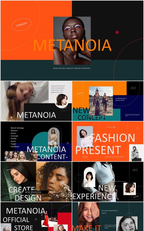 时尚时装电子画册宣传PPTmetanoia lookbook fashion powerpoint templates
