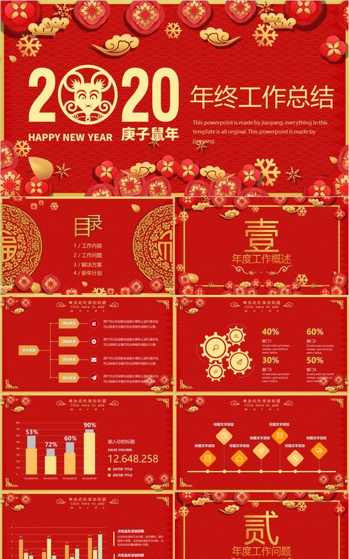 鼠年颁奖表彰年会总结PPT模板29