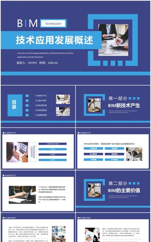 BIM技术应用发展概述动态PPT模板